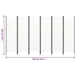 Berkfield Home 6-Panel Room Divider Cream White 300x180 cm - thumbnail 6