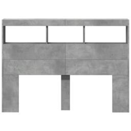 Berkfield Home Headboard Cabinet with LED Concrete Grey 140x17x102 cm - Size: 140 x 17 x 102 cm - thumbnail 6
