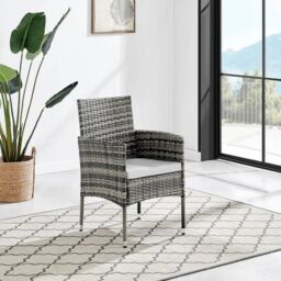 Modish Furnishing Seville Grey 4 Seater Square Rattan Dining Set Set With Light Grey Cushions - thumbnail 3