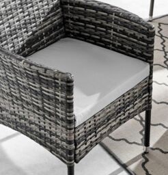 Modish Furnishing Seville Grey 4 Seater Square Rattan Dining Set Set With Light Grey Cushions - thumbnail 4