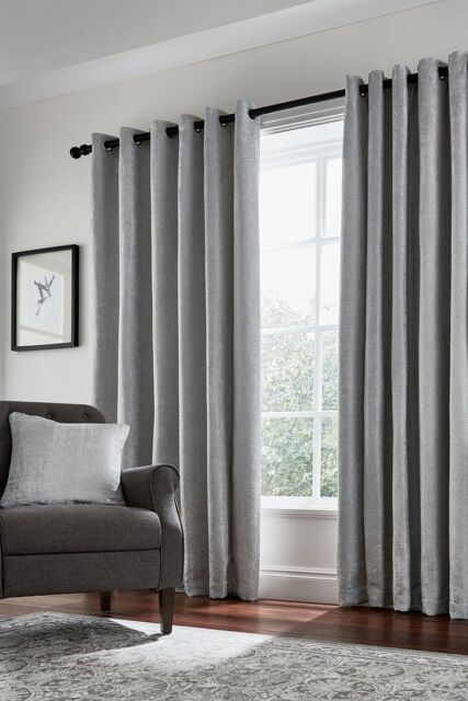 Helena Springfield 'Roma' Woven Lined Curtains in Silver - Size: 167 cm width x 137 cm drop - image 1