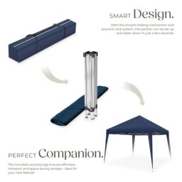 tectake Gazebo Linosa - 3 x 3 m, foldable, water-resistant, UV protection in Blue - Size: Large - thumbnail 4
