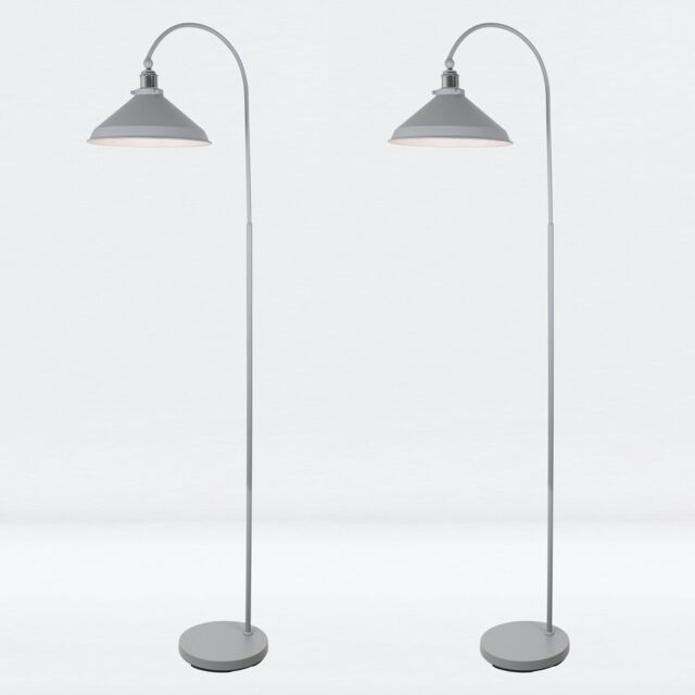 First Choice Lighting Set of 2 Maxwell - Flint Grey Chrome Floor Reading Lamps - image 1