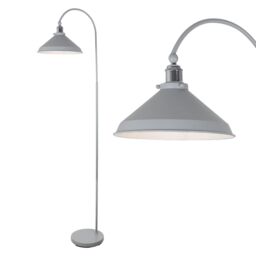 First Choice Lighting Set of 2 Maxwell - Flint Grey Chrome Floor Reading Lamps - thumbnail 2