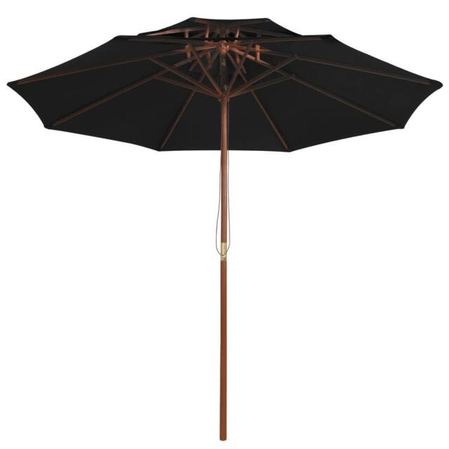 Berkfield Home Double Decker Parasol with Wooden Pole Black 270 cm - image 1