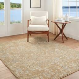 Livabliss Becki Owens Penny-Vintage Beige Tan Traditional Vintage Boho Fringe Rug - Size: 160 cm x 215 cm