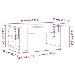 Berkfield Home Coffee Table Black 102x55x42 cm Engineered Wood - Size: 102 x 55 x 42 cm - thumbnail 9