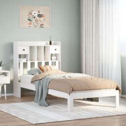Berkfield Home Bookcase Bed without Mattress White 90x200cm Solid Wood Pine - Size: 90x200 cm - thumbnail 1