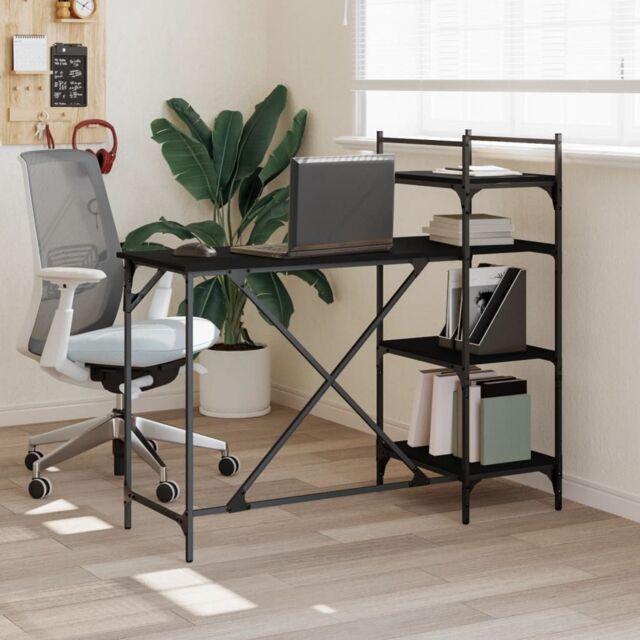 Berkfield Home Computer Desk with Shelves Black 120x47x109 cm - Size: 120 x 47 x 109 cm - image 1