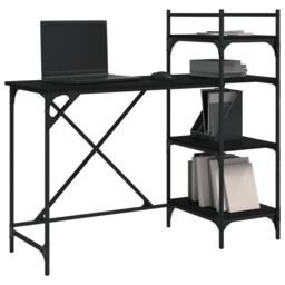 Berkfield Home Computer Desk with Shelves Black 120x47x109 cm - Size: 120 x 47 x 109 cm - thumbnail 3