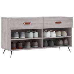 Berkfield Home Shoe Bench Grey Sonoma 102x35x55 cm Engineered Wood - Size: 102 x 35 x 55 cm - thumbnail 3