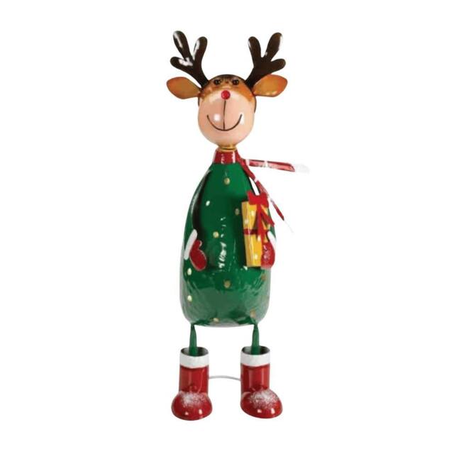 Samuel Alexander 44cm Hand Painted Metal Polka Dot Rudolph Decoration in Green - image 1