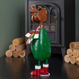Samuel Alexander 44cm Hand Painted Metal Polka Dot Rudolph Decoration in Green - thumbnail 3