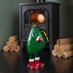Samuel Alexander 44cm Hand Painted Metal Polka Dot Rudolph Decoration in Green - thumbnail 4