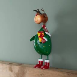 Samuel Alexander 44cm Hand Painted Metal Polka Dot Rudolph Decoration in Green - thumbnail 8