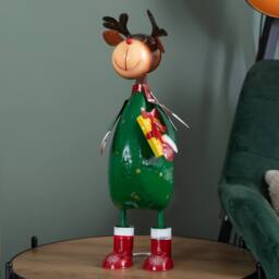 Samuel Alexander 44cm Hand Painted Metal Polka Dot Rudolph Decoration in Green - thumbnail 5