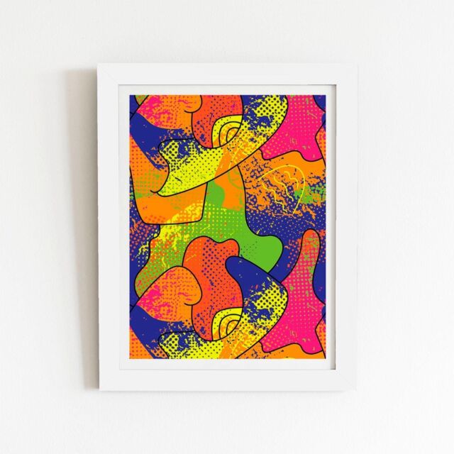 "Warren Reed - Designer Bright Abstract Pattern Framed Art Print in White - Size: W24"" x H36""" - image 1