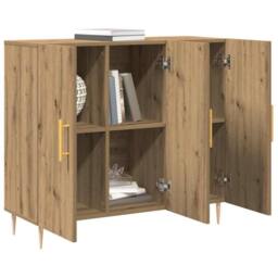 Berkfield Home Sideboard Artisan Oak 90x34x80 cm Engineered Wood in Brown - Size: 90 x 34 x 80 cm - thumbnail 1
