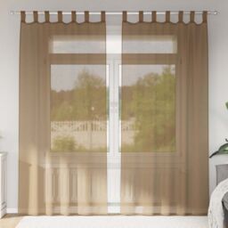 Berkfield Home Voile Curtains with Loops 2 pcs Light Brown 140x225 cm