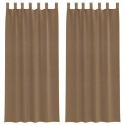 Berkfield Home Voile Curtains with Loops 2 pcs Light Brown 140x225 cm - thumbnail 2