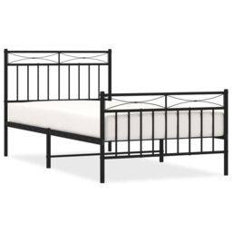 Berkfield Home Metal Bed Frame with Headboard & Footboard Black 100x190 cm - thumbnail 2