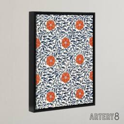 "Artery8 Owen Jones Simple Red Flower Bloom Pattern Framed Canvas Art Print in White - Size: W12"" x H16""" - thumbnail 2