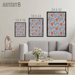 "Artery8 Owen Jones Simple Red Flower Bloom Pattern Framed Canvas Art Print in White - Size: W12"" x H16""" - thumbnail 4