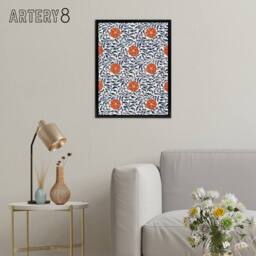 "Artery8 Owen Jones Simple Red Flower Bloom Pattern Framed Canvas Art Print in White - Size: W12"" x H16""" - thumbnail 3
