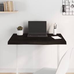 Berkfield Home Table Top Dark Grey 80x60x(2-6) cm Treated Solid Wood Oak - thumbnail 2