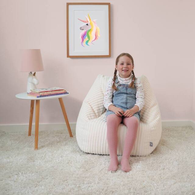 rucomfy Beanbags rucomfy Indoor Jumbo Cord Snuggle Bean Bag Chair for Kids in Ivory - image 1