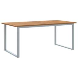 Berkfield Home Modern 5 Piece Garden Dining Set Solid Wood Acacia & Metal in Grey - thumbnail 5