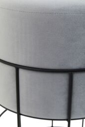 Orsina Grey Velvet Round Stool With Black Cage Base, Slimline Velvet Barstool, Stool Chair With Metal Structure - thumbnail 2