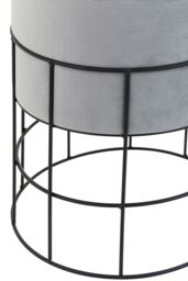 Orsina Grey Velvet Round Stool With Black Cage Base, Slimline Velvet Barstool, Stool Chair With Metal Structure - thumbnail 3