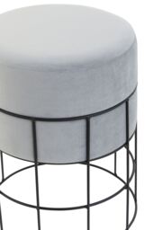 Orsina Grey Velvet Round Stool With Black Cage Base, Slimline Velvet Barstool, Stool Chair With Metal Structure - thumbnail 4