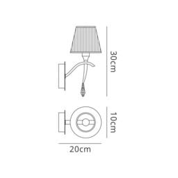 Netlighting Siena Wall Lamp Switched E14 Brass Amber Cream Shade & Crystal in Yellow - thumbnail 2