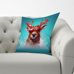 Warren Reed - Designer Rudolph With Reed Antlers Cushions - Size: 60 cm x 60 cm - thumbnail 3