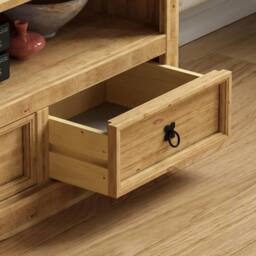 FORGEVIO Corona Flat Screen TV Unit Stand 2 Drawer Mexican Solid Pine in Brown - thumbnail 5
