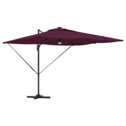 Berkfield Home Cantilever Roma Parasol with LEDs Bordeaux Red 286x285x270 cm Alu… in Burgundy - Size: 286 x 285 x 270 cm - thumbnail 2