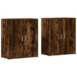 Berkfield Home Sideboards 2 pcs Smoked Oak 60x31x70 cm Engineered Wood in Brown - Size: 60 x 31 x 70 cm - thumbnail 3