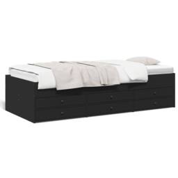 Berkfield Home Daybed with Drawers without Mattress Black 75x190 cm Small Single