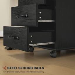 STILVORA 3 Drawer Storage Cabinet with Wheels, Black - thumbnail 8