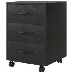 STILVORA 3 Drawer Storage Cabinet with Wheels, Black - thumbnail 5