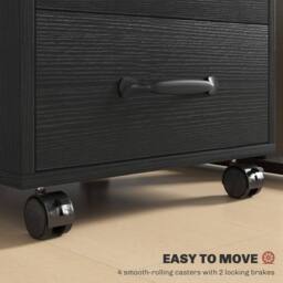 STILVORA 3 Drawer Storage Cabinet with Wheels, Black - thumbnail 7