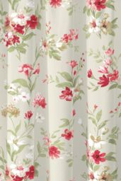 Fusion 'Jeannie' 100% Cotton Light Filtering Pair of Pencil Pleat Curtains in Red - Size: 117 cm width x 137 cm drop - thumbnail 3