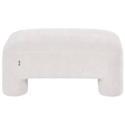 Wyld and Coco White Woven Fabric Ottoman with Plush Padding and Cylindrical Legs - thumbnail 3