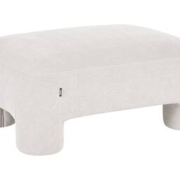 Wyld and Coco White Woven Fabric Ottoman with Plush Padding and Cylindrical Legs - thumbnail 2