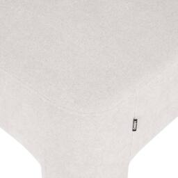 Wyld and Coco White Woven Fabric Ottoman with Plush Padding and Cylindrical Legs - thumbnail 5