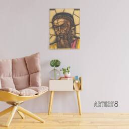 "Artery8 St Luke Stained Glass Design Holst Canvas Wall Art Print - Size: W12"" x H16""" - thumbnail 3