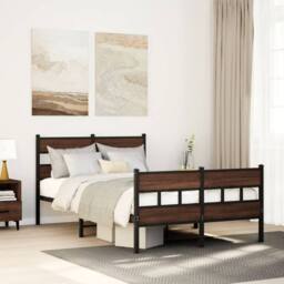 Berkfield Home Elegant Bed Frame without Mattress with Headboard & Footboard 1 in Brown - Size: Small Double - thumbnail 2