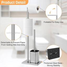 Kelvenix Toilet Paper Roll Holder Floor Free Standing in Silver - thumbnail 4